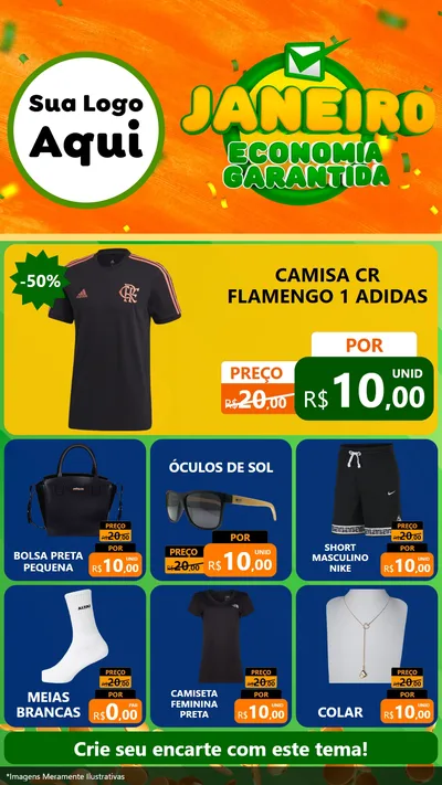 Modelo de Rede Social para Stories com o tema Janeiro - Economia Garantida para Roupas e acessórios