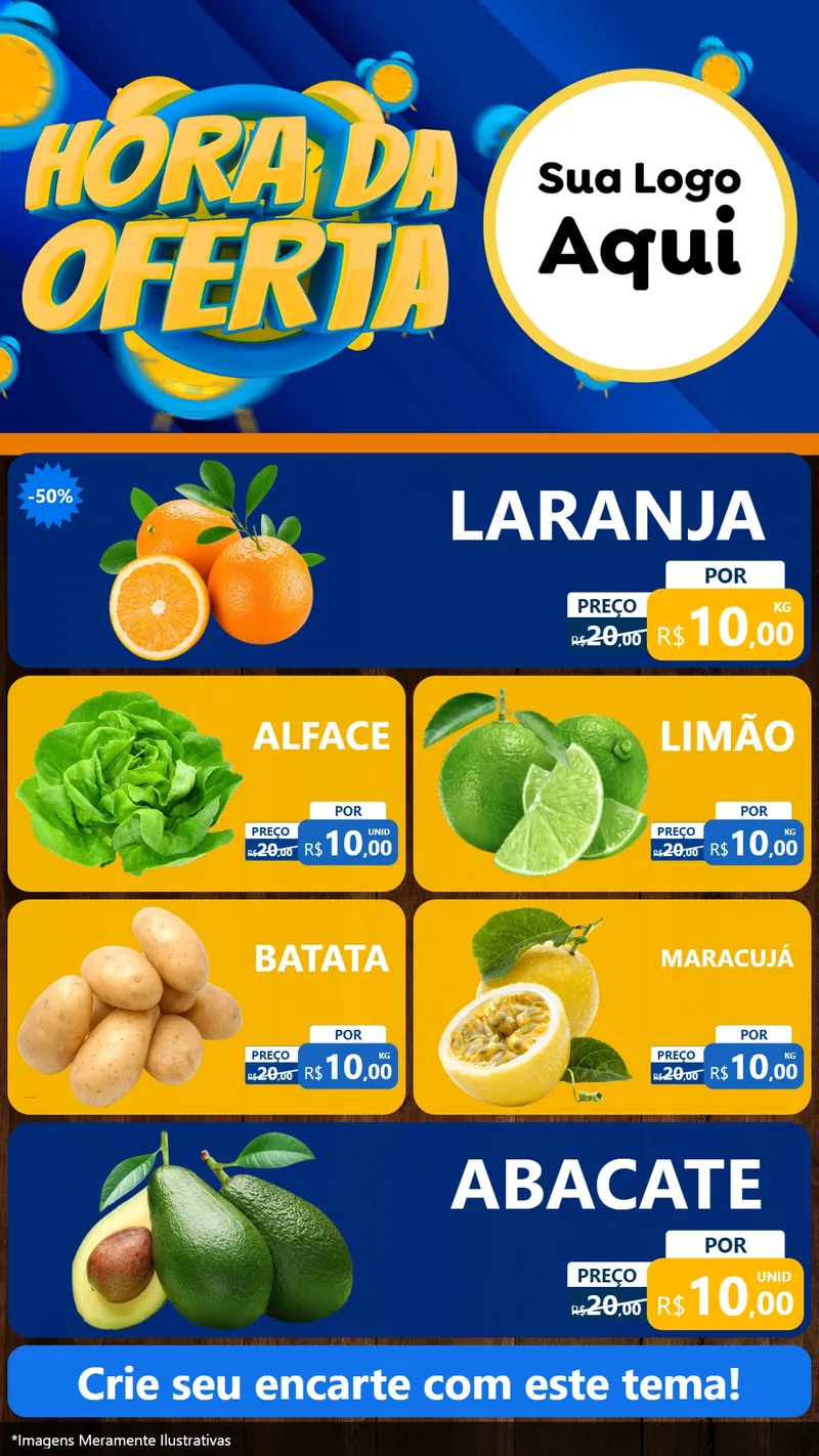 Modelo de TV para TV Vertical com o tema Hora da Oferta para Hortifrúti