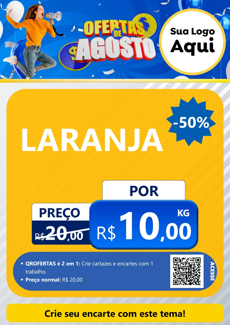 Modelo de Cartaz para Cartaz A4 Vertical com o tema Ofertas de Agosto para Hortifrúti