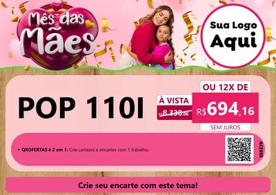 Modelo de Cartaz para Cartaz A4 Horizontal com o tema Mês das Mães para Concessionaria de Motos