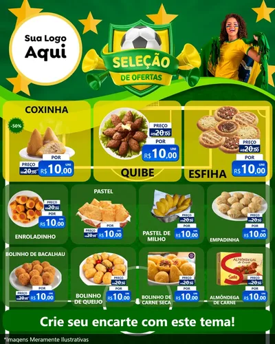 Modelo de Rede Social para Feed Instagram com o tema Seleção de Ofertas - Copa para Salgadaria