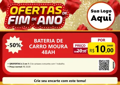 Modelo de Cartaz para Cartaz A4 Horizontal com o tema Ofertas de Fim de Ano para Baterias Elétricas