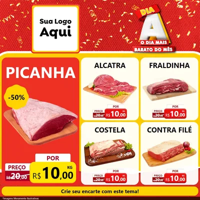 Modelo de Rede Social para Feed Facebook com o tema Dia A o Dia Mais Barato do Mês para Açougue