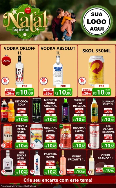 Modelo de Encarte para Encarte Grande com o tema Natal Especial para Distribuidora de bebidas