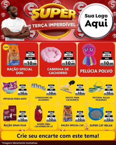 Modelo de Rede Social para Feed Instagram com o tema Super Terça Imperdível para Pet Shop