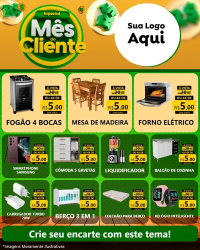 Modelo de Rede Social para Feed Instagram com o tema Especial Mês do Cliente para Móveis e Eletro