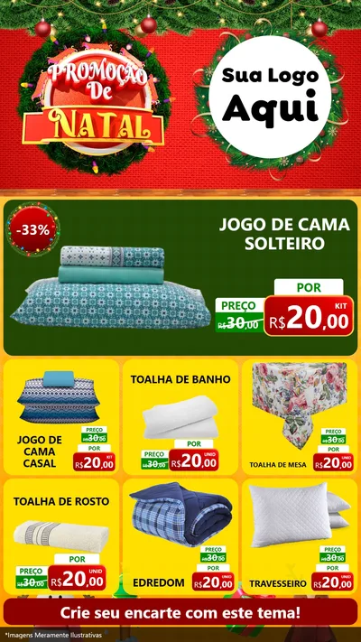 Modelo de Rede Social para Stories com o tema Promoção de Natal para Cama, Mesa e Banho