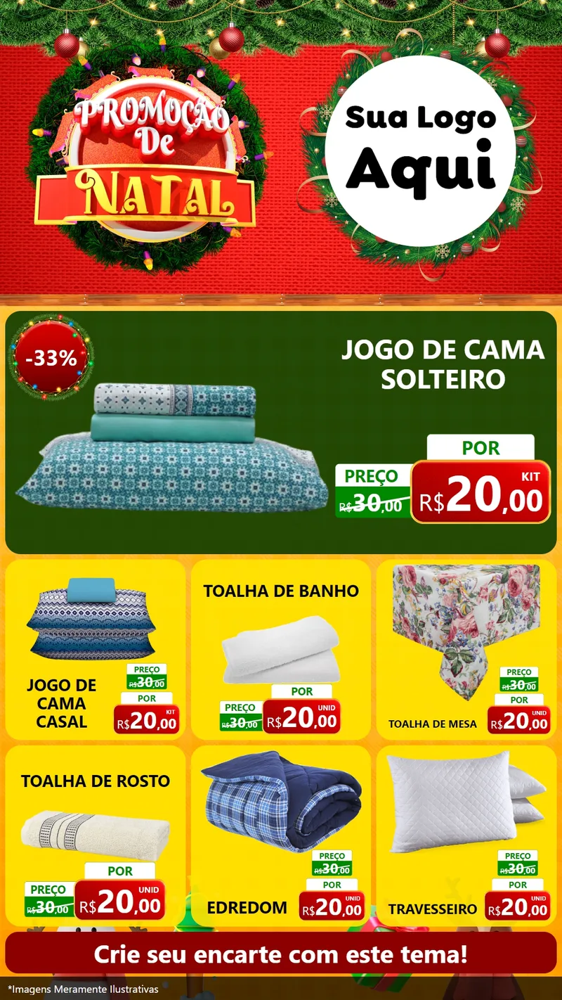 Modelo de Rede Social para Stories com o tema Promoção de Natal para Cama, Mesa e Banho