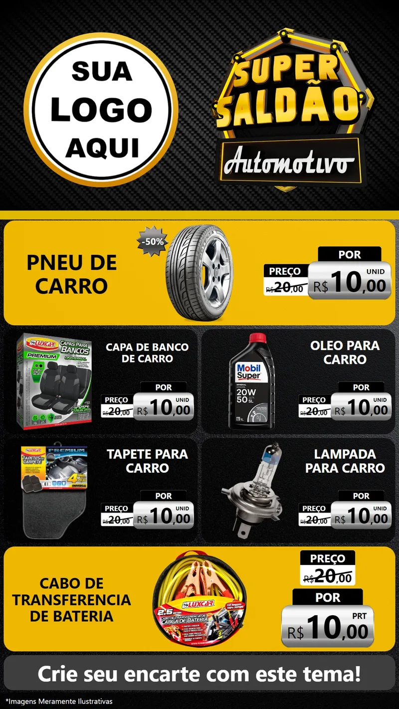 Modelo de TV para TV Vertical com o tema Super Saldão Automotivo para Auto peças