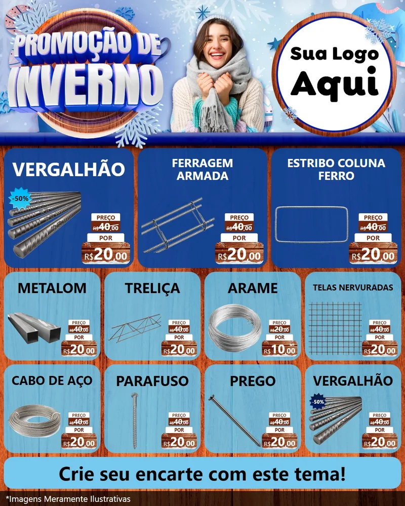Modelo de Rede Social para Feed Instagram com o tema Promoção de Inverno para Ferragens