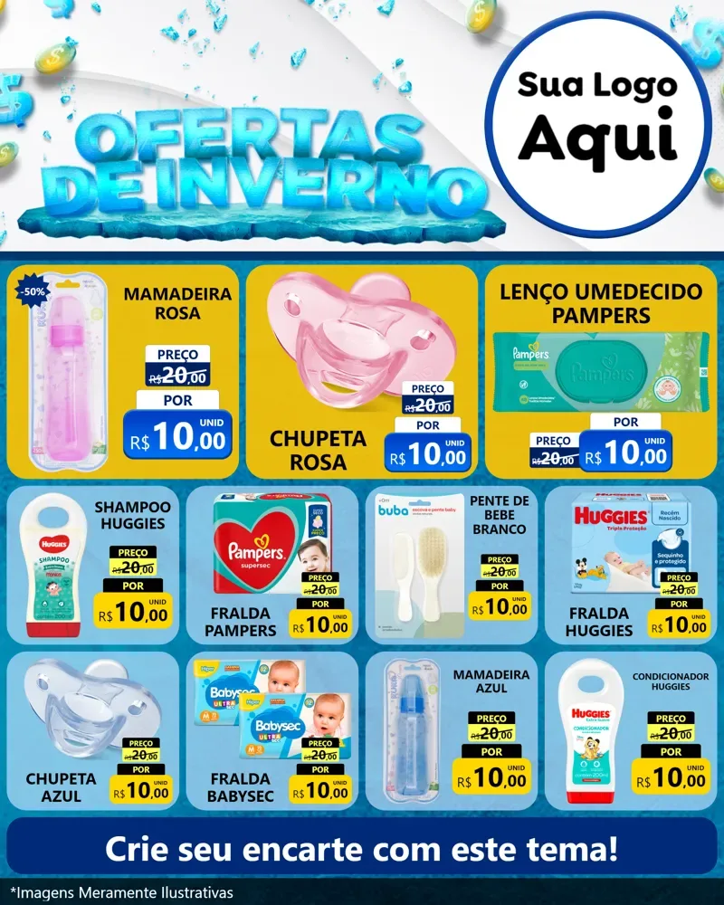 Modelo de Rede Social para Feed Instagram com o tema Ofertas de Inverno para Bebês
