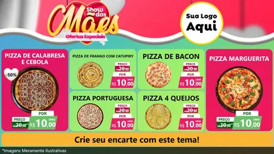 Modelo de TV para TV Horizontal com o tema Show das Mães - Ofertas Especiais para Pizzaria