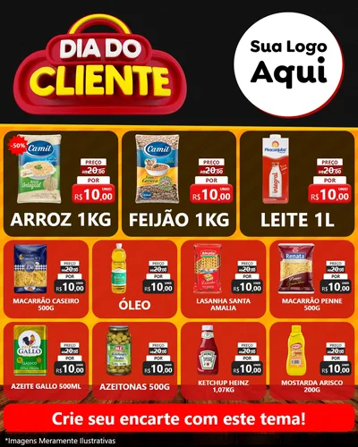 Modelo de Rede Social para Feed Instagram com o tema Dia do Cliente para Supermercado