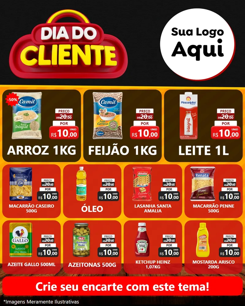 Modelo de Rede Social para Feed Instagram com o tema Dia do Cliente para Supermercado