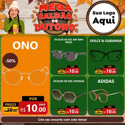 Modelo de Rede Social para Feed Facebook com o tema Mega Saldão de Outono para Óticas