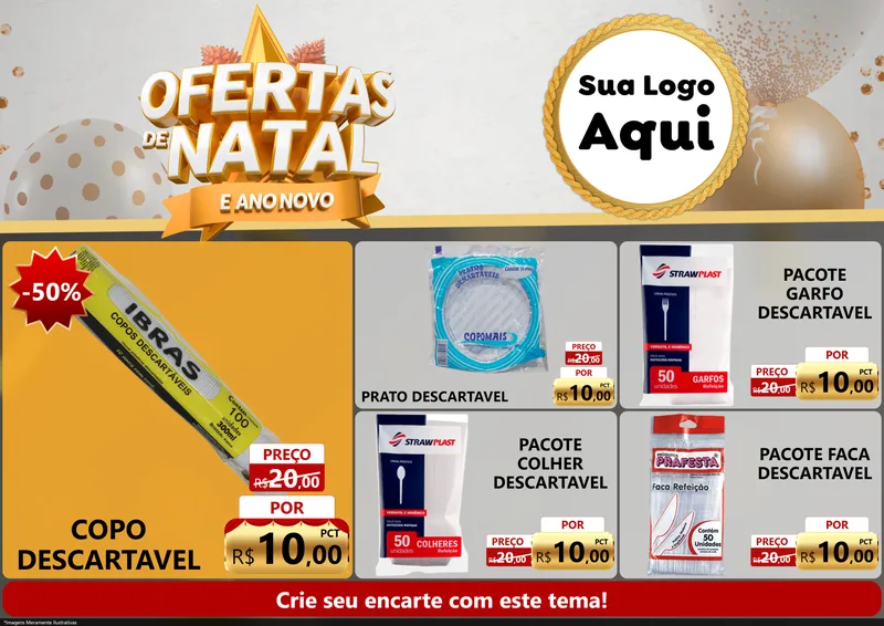 Modelo de Encarte para Encarte A4 Horizontal com o tema Ofertas De Natal E Ano Novo para Embalagens