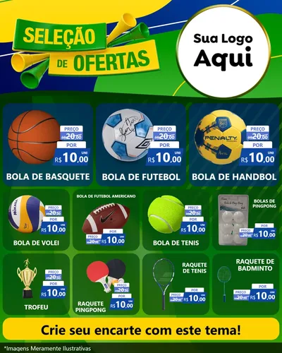 Modelo de Rede Social para Feed Instagram com o tema Seleção de Ofertas - Copa para Artigos Esportivos