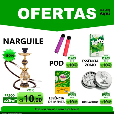 Modelo de Rede Social para Feed Facebook com o tema Ofertas Verde Cartaz para Tabacaria