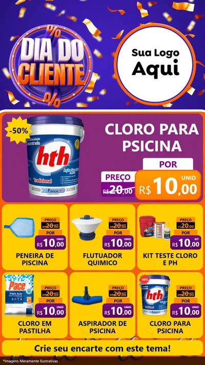 Modelo de Rede Social para Stories com o tema Dia do Cliente para Produtos para Piscina