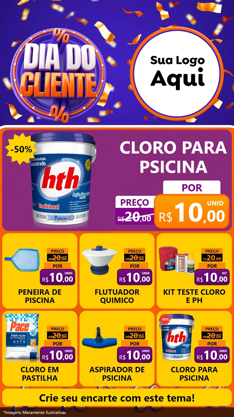 Modelo de Rede Social para Stories com o tema Dia do Cliente para Produtos para Piscina
