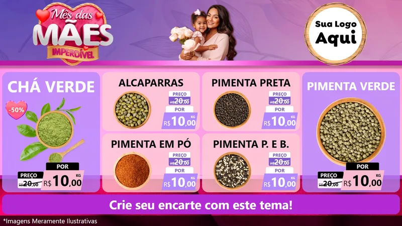 Modelo de TV para TV Horizontal com o tema Mês das Mães Imperdível para Produtos Naturais