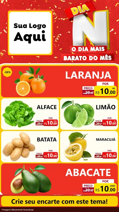 Modelo de TV para TV Vertical com o tema Dia N o Dia Mais Barato do Mês para Hortifrúti