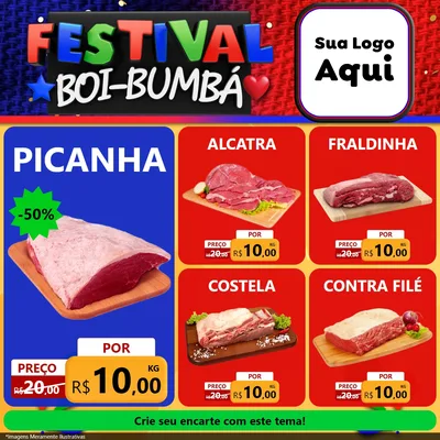 Modelo de Rede Social para Feed Facebook com o tema Festival Boi-Bumbá para Açougue