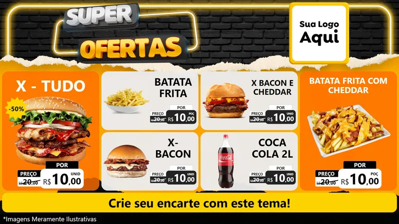 Modelo de TV para TV Horizontal com o tema Super Ofertas para Hamburgueria