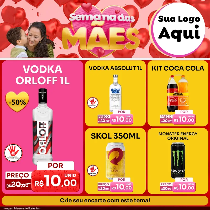 Modelo de Rede Social para Feed Facebook com o tema Semana Das Mães para Distribuidora de bebidas