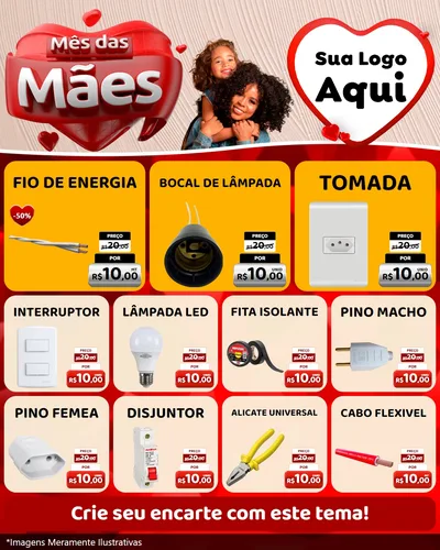 Modelo de Rede Social para Feed Instagram com o tema Mês das Mães para Materiais Elétricos