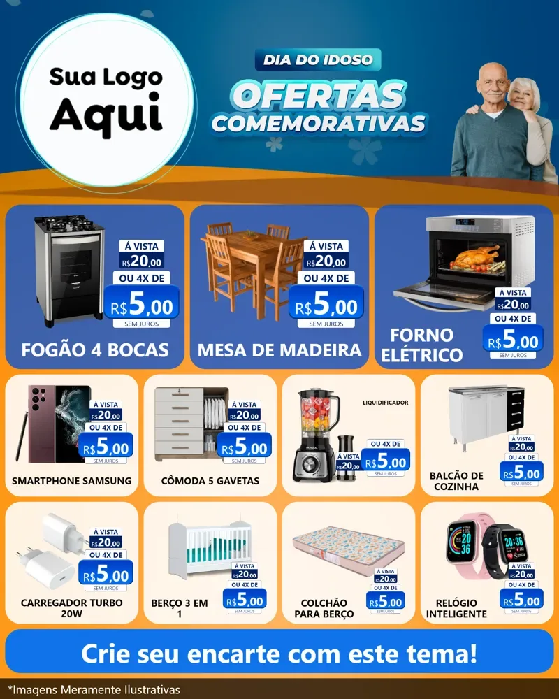 Modelo de Rede Social para Feed Instagram com o tema Dia do Idoso para Móveis e Eletro