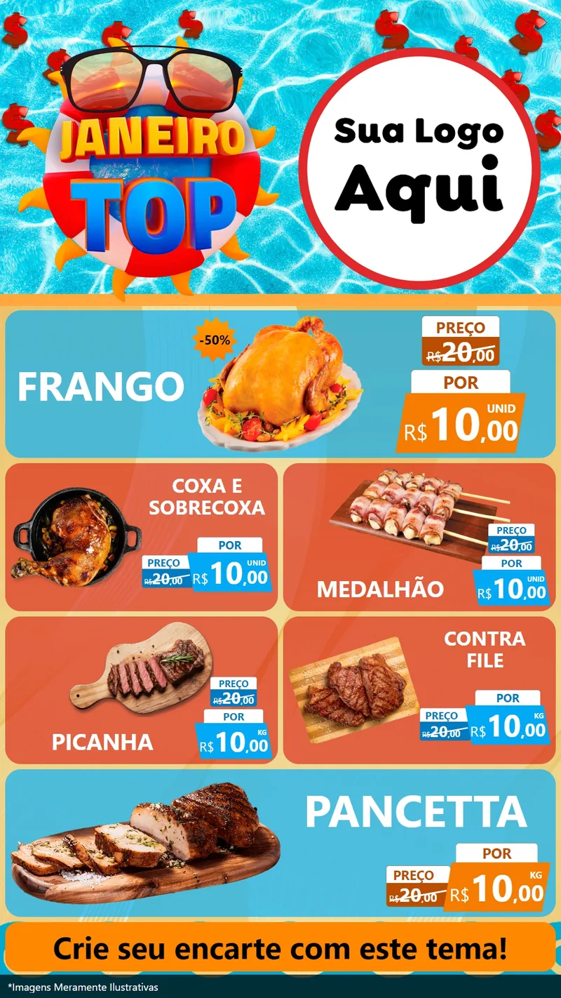 Modelo de TV para TV Vertical com o tema Janeiro Top para Assados