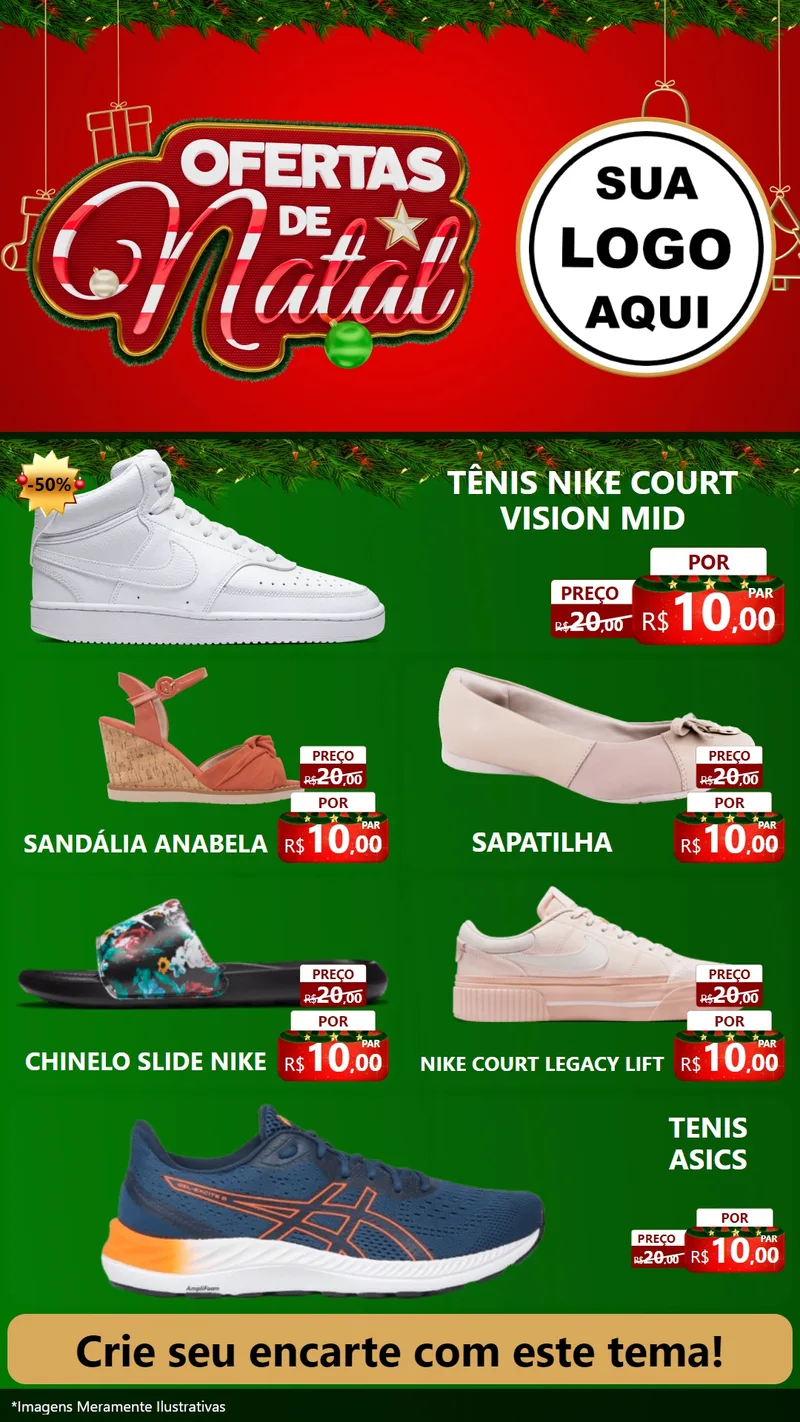 Modelo de TV para TV Vertical com o tema Ofertas de Natal para Calçados