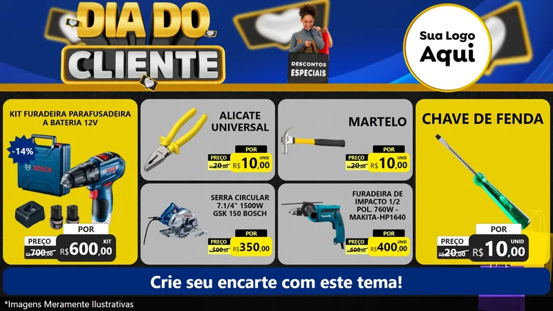 Modelo de TV para TV Horizontal com o tema Dia Do Cliente para Maquinas e Ferramentas