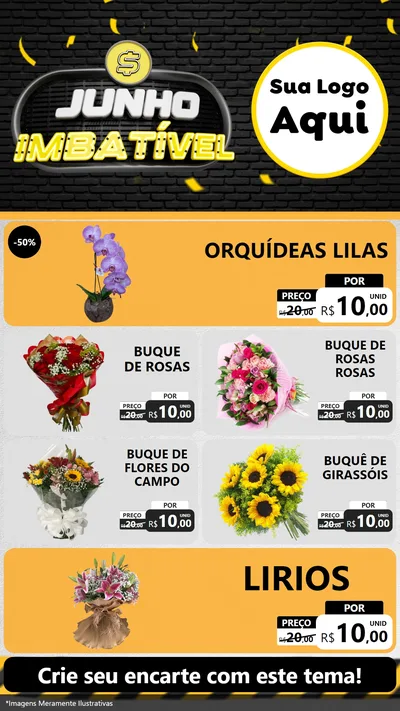 Modelo de TV para TV Vertical com o tema Junho Imbatível para Floricultura e jardim
