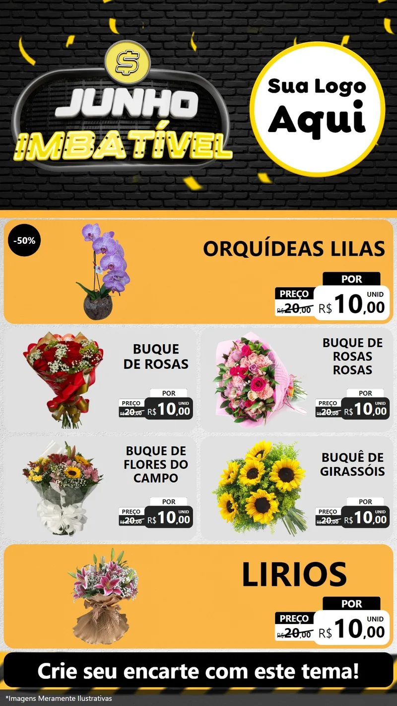 Modelo de TV para TV Vertical com o tema Junho Imbatível para Floricultura e jardim