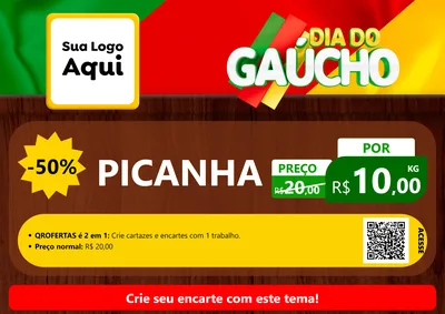 Modelo de Cartaz para Cartaz A4 Horizontal com o tema Dia do Gaúcho para Açougue