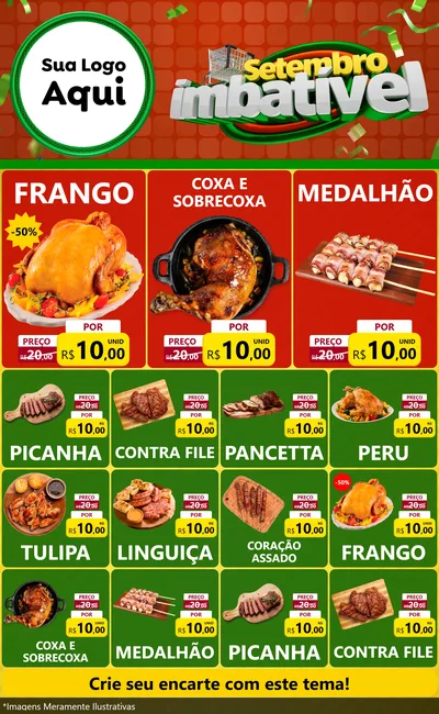 Modelo de Encarte para Encarte Grande com o tema Setembro Imbatível para Assados