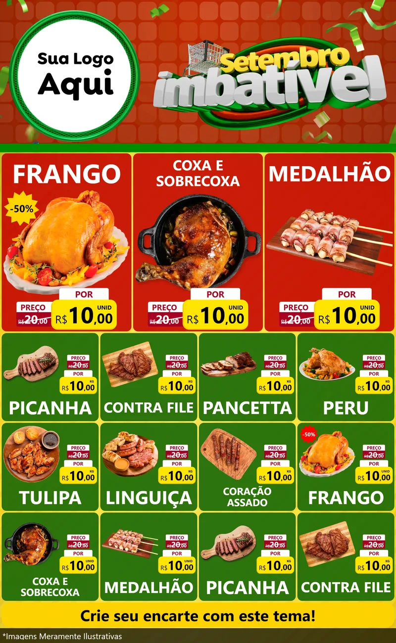Modelo de Encarte para Encarte Grande com o tema Setembro Imbatível para Assados