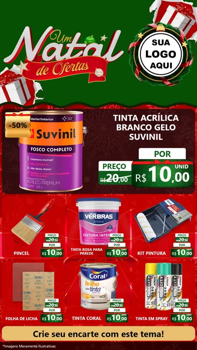 Modelo de Rede Social para Stories com o tema Um Natal de Ofertas para Tintas e Ferramentas