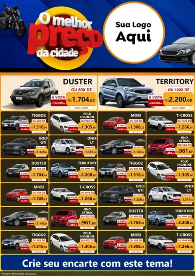 Modelo de Encarte para Encarte A4 Vertical com o tema O Melhor Preço da Cidade - Auto e Motopeças para Concessionaria de Carros