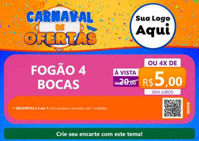 Modelo de Cartaz para Cartaz A4 Horizontal com o tema Carnaval de Ofertas para Móveis e Eletro