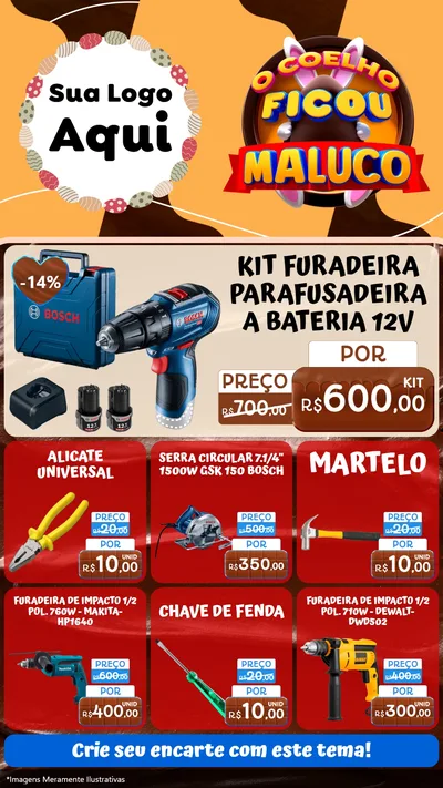 Modelo de Rede Social para Stories com o tema O Coelho Ficou Maluco - Páscoa para Maquinas e Ferramentas