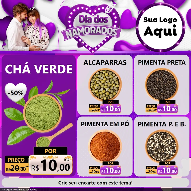 Modelo de Rede Social para Feed Facebook com o tema Dia dos Namorados para Produtos Naturais