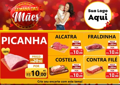 Modelo de Encarte para Encarte A4 Horizontal com o tema Semana das Mães para Açougue