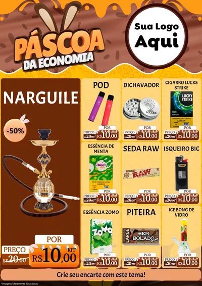 Modelo de Encarte para Encarte A4 Vertical com o tema Páscoa da Economia para Tabacaria