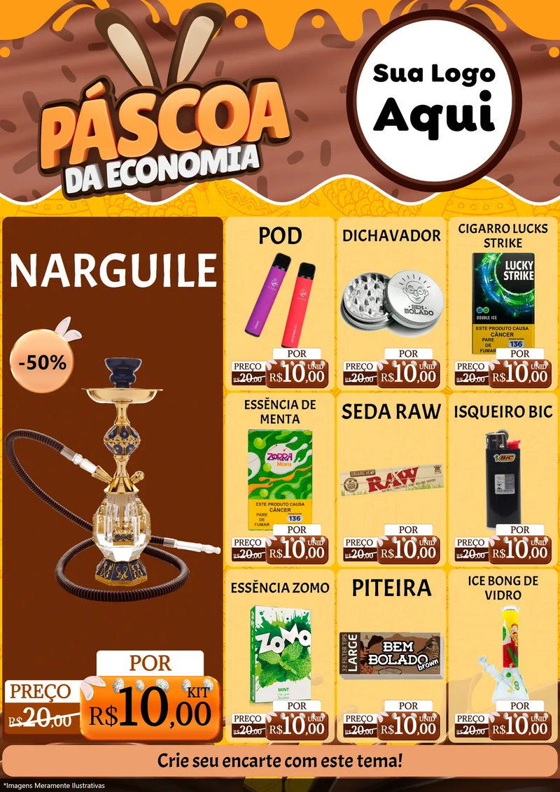Modelo de Encarte para Encarte A4 Vertical com o tema Páscoa da Economia para Tabacaria