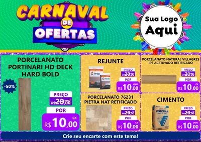 Modelo de Encarte para Encarte A4 Horizontal com o tema Carnaval de Ofertas para Pisos e revestimentos