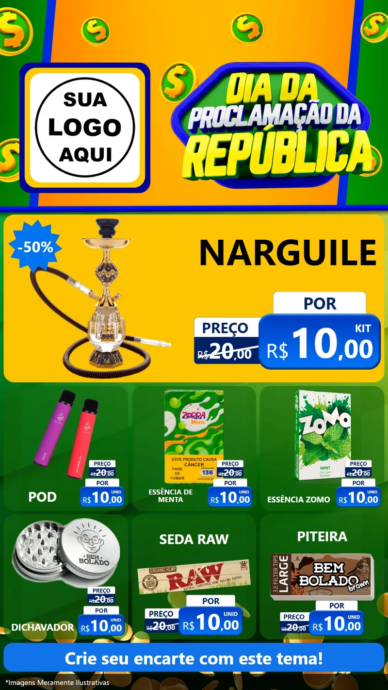 Modelo de Rede Social para Stories com o tema Dia Da Proclamação da República para Tabacaria