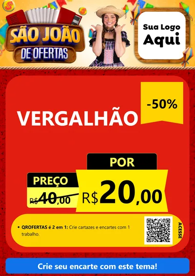 Modelo de Cartaz para Cartaz A4 Vertical com o tema São João de Ofertas para Ferragens